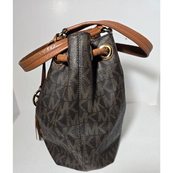 MICHAEL Michael Kors MARINA Hobo Bag Signature Canvas Tassel Drawstring Large - Picture 6 of 16